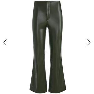 NWT Alice + Olivia dark olive green vegan leather pants size 2